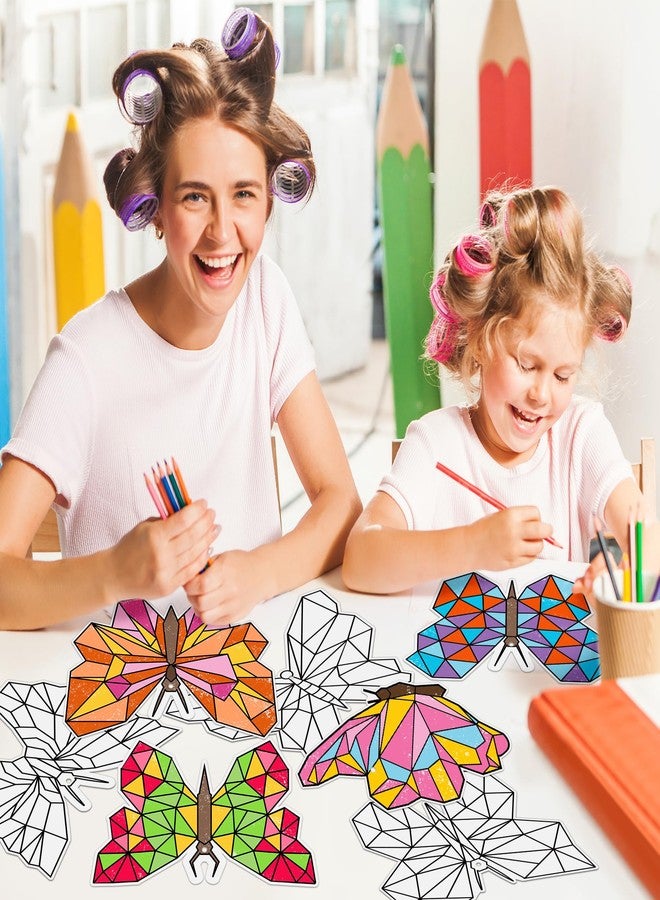 BeYumi 83Pcs Color Your Own Butterfly Kit for Kids DIY Coloring Craft Kit Coloring Spring Butterfly Ornament Geometric Card Decor School Classroom Springtime Party Activity Art Craft Project - Image 5